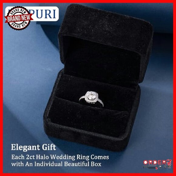 2CT Moissanite Halo Promise Ring Sterling Silver Size 7 - Picture 7 of 8